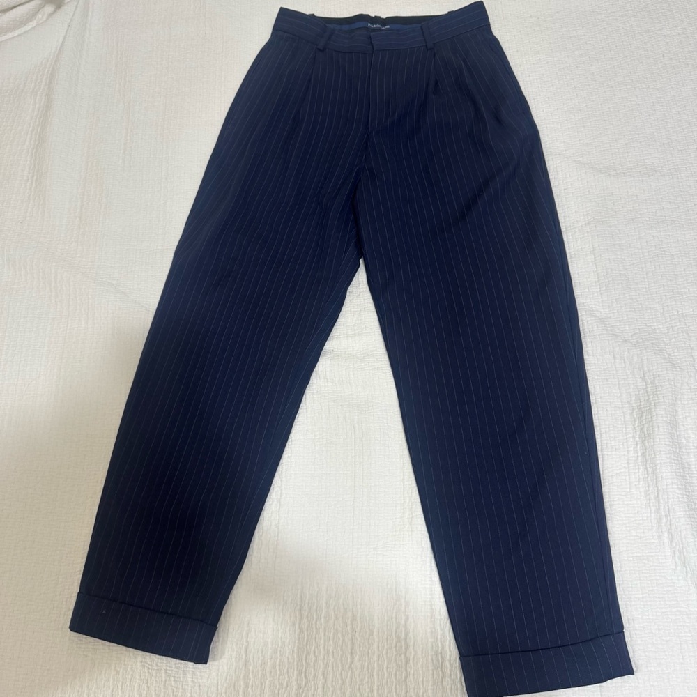 Polo by Ralph Lauren Navy Pinstripe Cropped Dress Pants